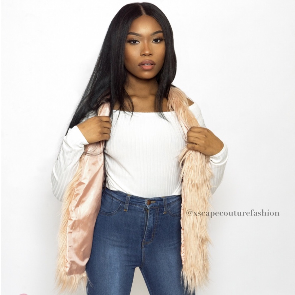 Blush pink fur vest
